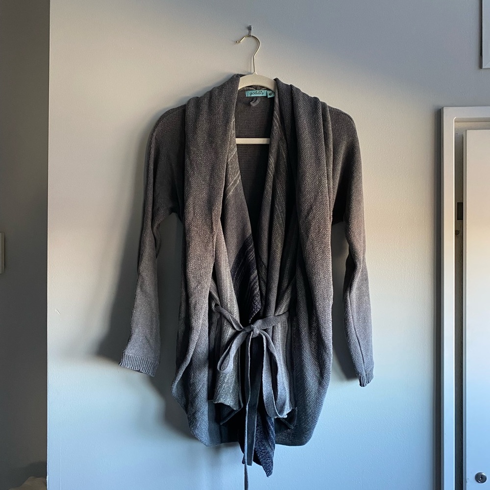 Goddis Drapey Tie Front Cardigan